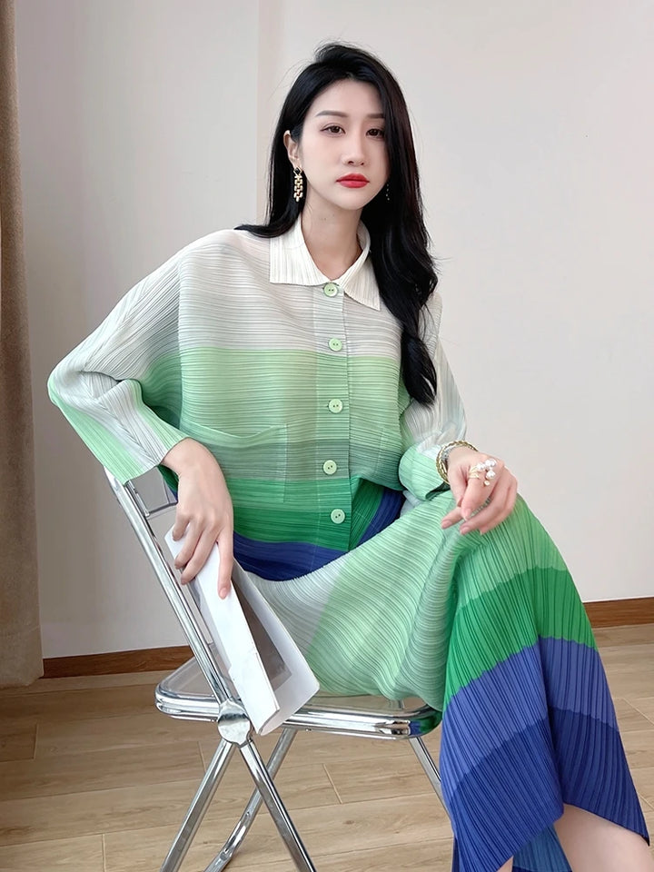 2023 Spring Summer Miyake Pleated Skirt Set