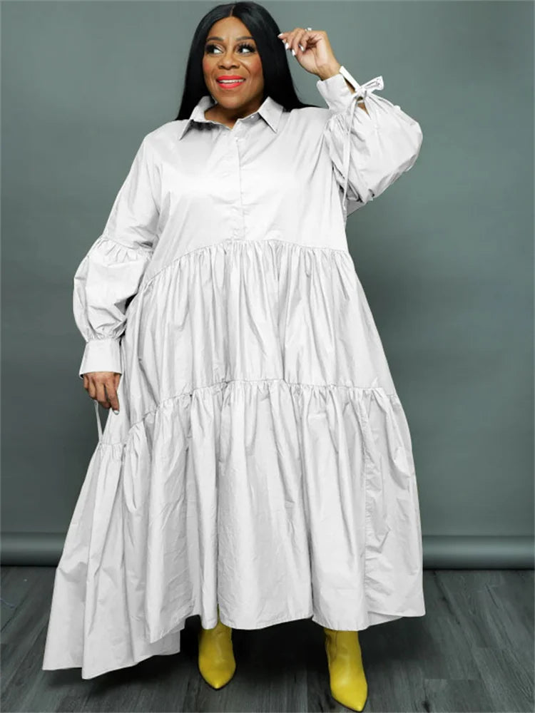 Wmstar Plus Size Maxi Shirt Dress