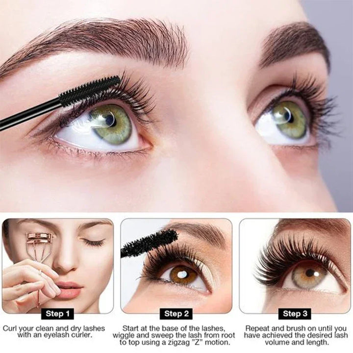 Get Luxurious Lashes with Waterproof 4D Silk Fiber Mascara - 1 Piece