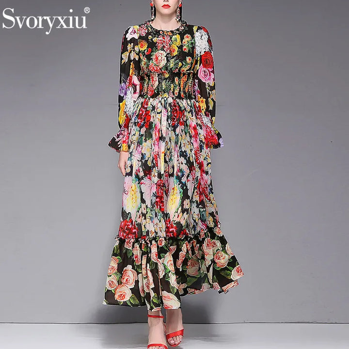 Custom Maxi Dress: Elegant Boho Holiday Print (S-XXL)