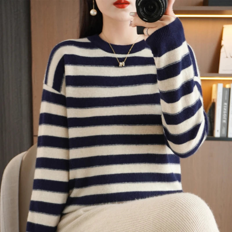 2024 Cashmere Striped Women's Pullover