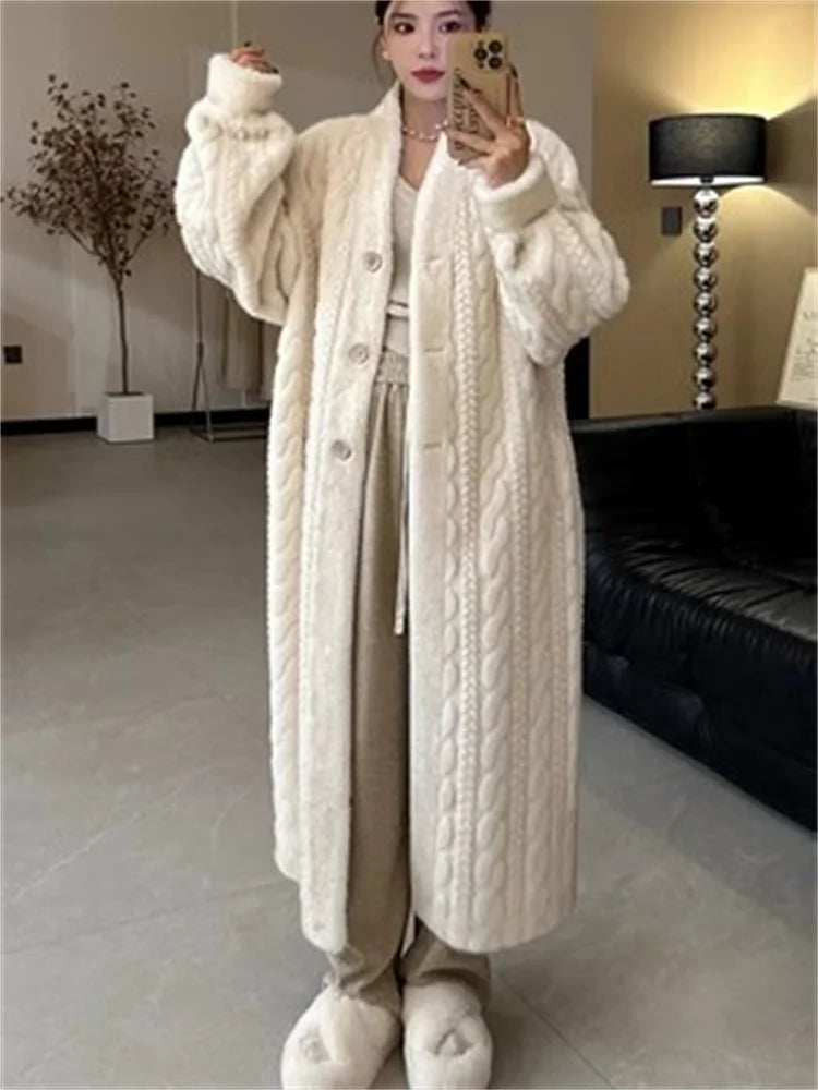 Thickened Faux Fur Coat Female Winter 2023 New Mink Fur Add Fur One Single-breasted Long-Sleeved Warm Mink Coats Woman