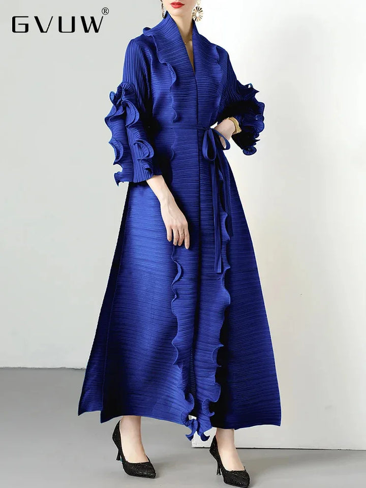 Elegant Ruffles A-Line Long Dress