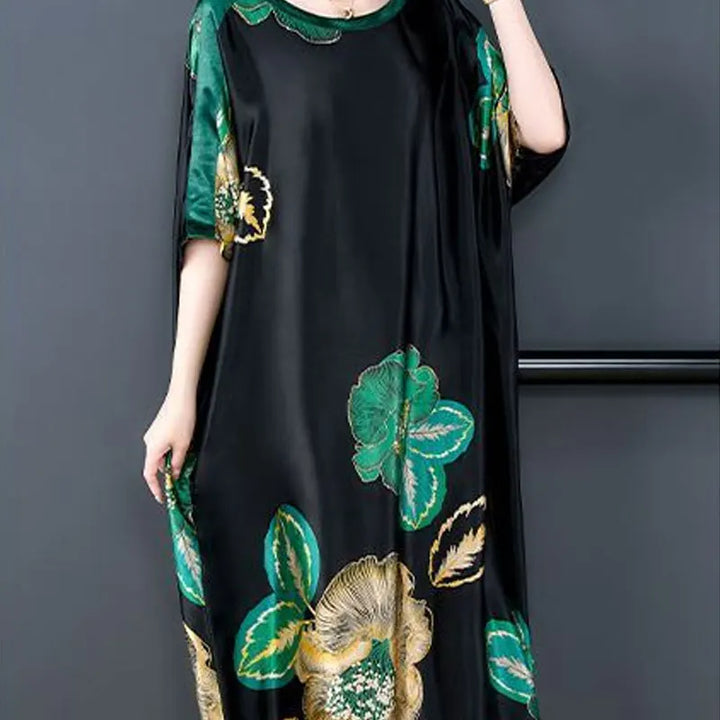 Vintage Floral Printed Summer Dress - Folk Style, Short Sleeve, Loose Fit