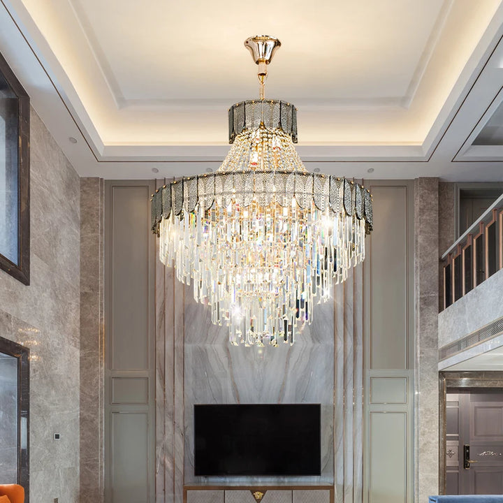 Crystal ChanDelier Postmodern Duplex Main Living Room Dining Room Lamp High-End Luxury Hotel Lobby Art Color Shell Lighting