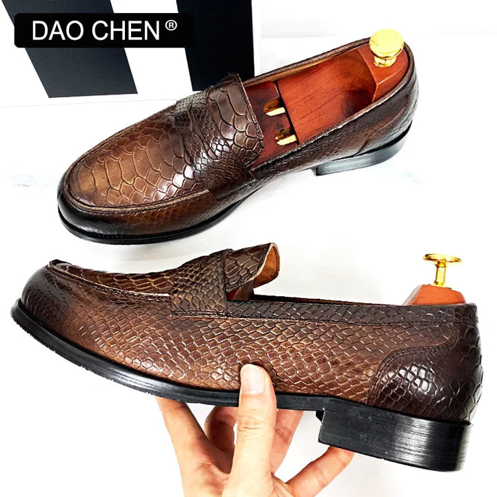 Premium Black Coffee Leather Loafers Men's Shoes