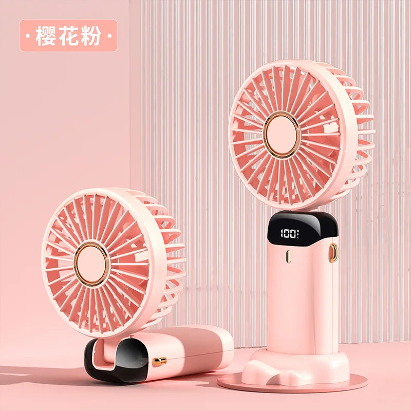 5000mah Usb Handheld Fan Mini Portable Student Small fFan Digital Display Folding Fragrance Rechargeable Desktop Electric Fan