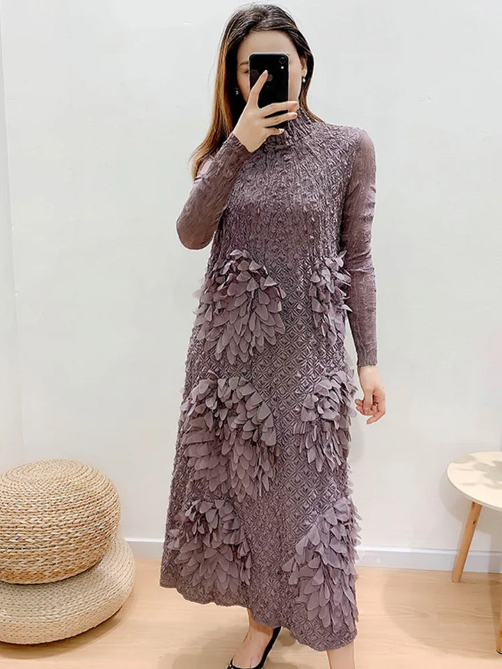 LANMREM Elegant Long Sleeve Turtleneck Dress for Women - Spring 2024 Collection