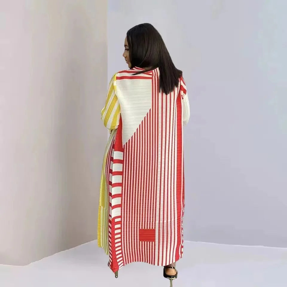 Spring Elegant Women's Stripe Print Long Dress