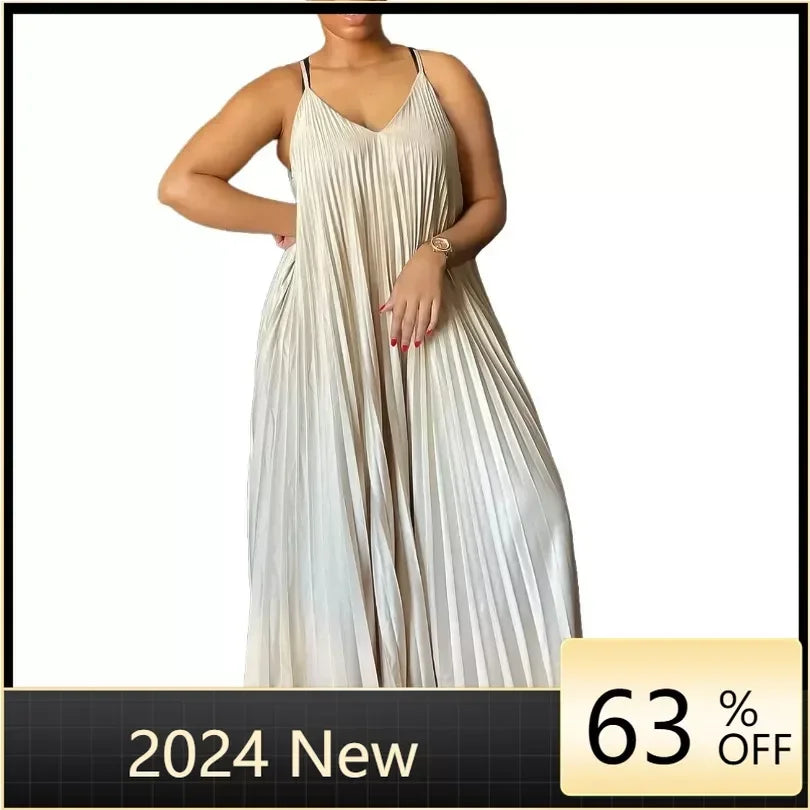 Gorgeous African Pleated Maxi Dress - Perfect for Summer Vacation!