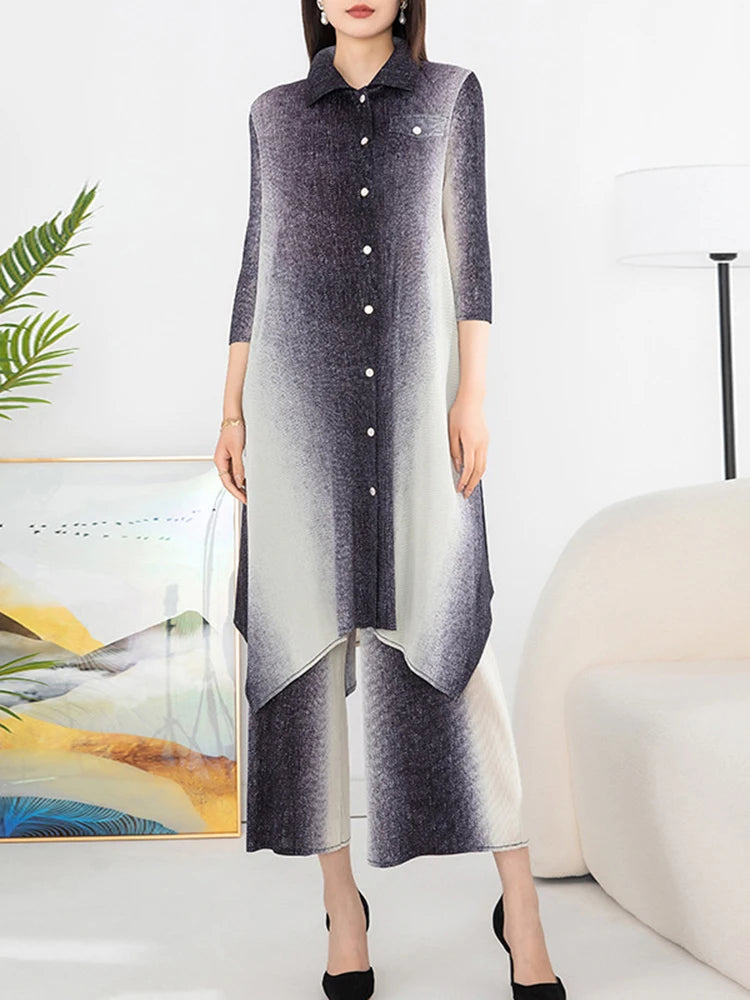 Office Lady Gradient 2pc Set Top + Pants