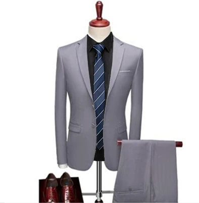 2023 Men's Business Plaid Suit Set - Blazer Jacket & Pants