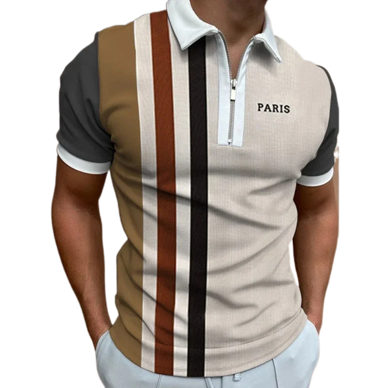 Men's Grid Stripe Polo Shirt