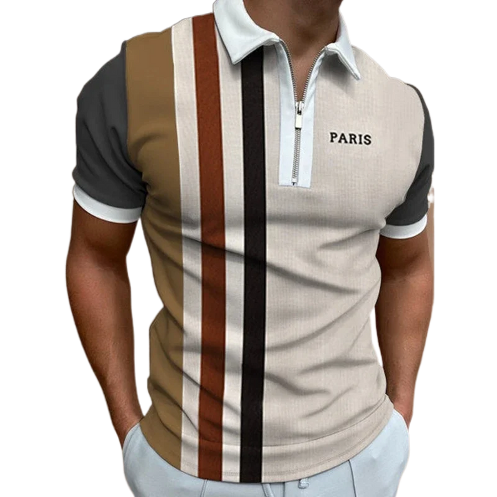 Men's Grid Stripe Polo Shirt
