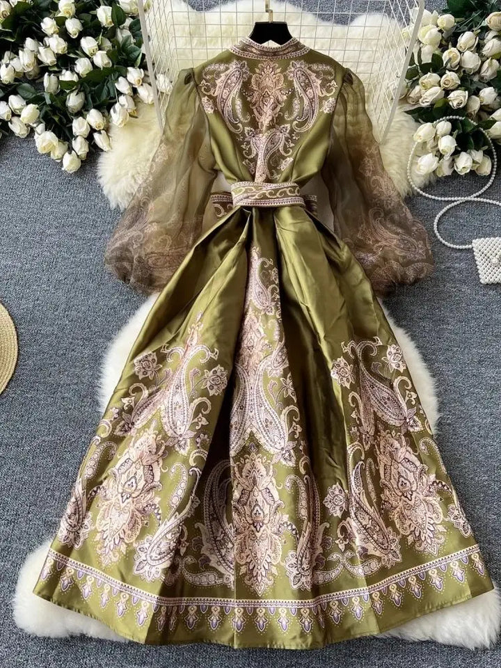 Paisley Print Bandage Wrap Dress