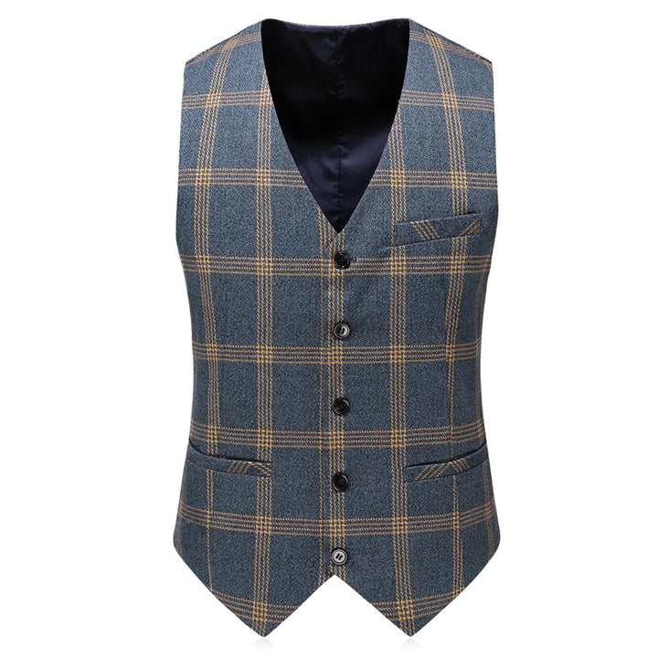 2023Men's Plaid Three-Piece Suit Set with Jacket, Pants, and Vest - Business Attire, Formal Wear, Weddings,Stylish, High-Quality