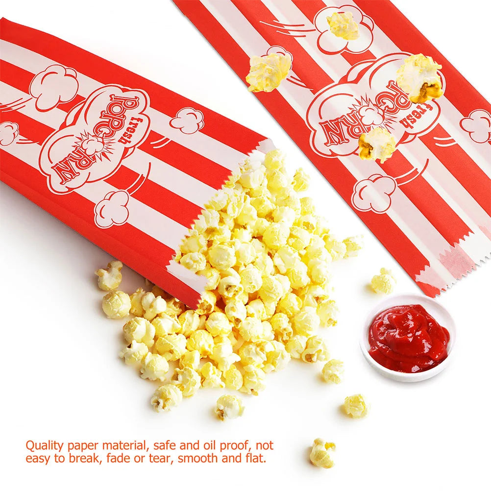 Disposable Popcorn Bags - Party Snack Holder, Set of 50