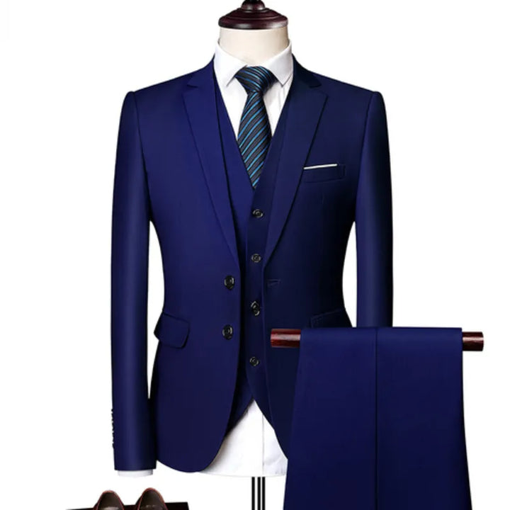 Elegant 3-Piece Men's Wedding Suit Set - Luxury Business Formal Blazers, Vest, and Pants - Free Shipping