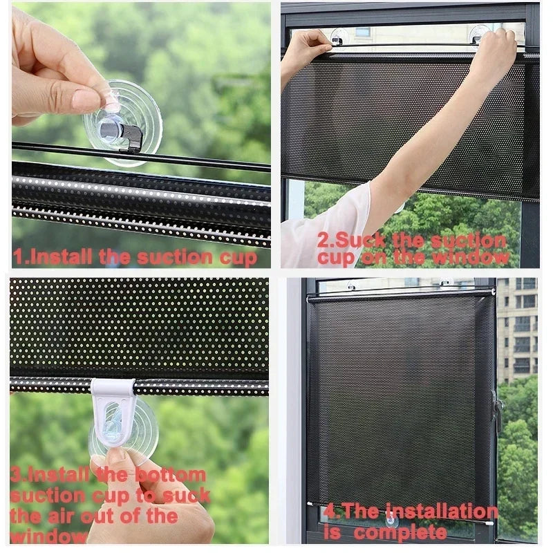 Office Bedroom Curtain Blackout Cup Blinds Protection Living Universal Room Roller Suction Kitchen Car Window Awning