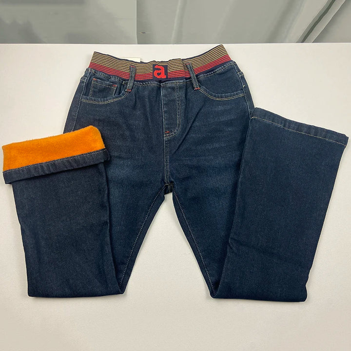 Vintage High Waist Flare Jeans - Warm & Stylish Denim for Women