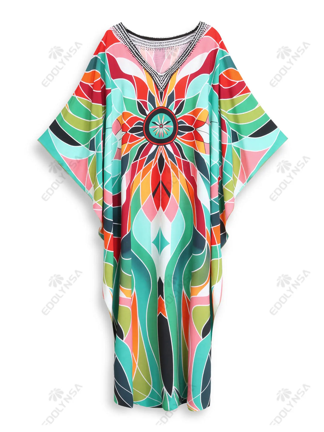 Bohemian Beachwear Kaftan: Loose Fit, Summer 2024