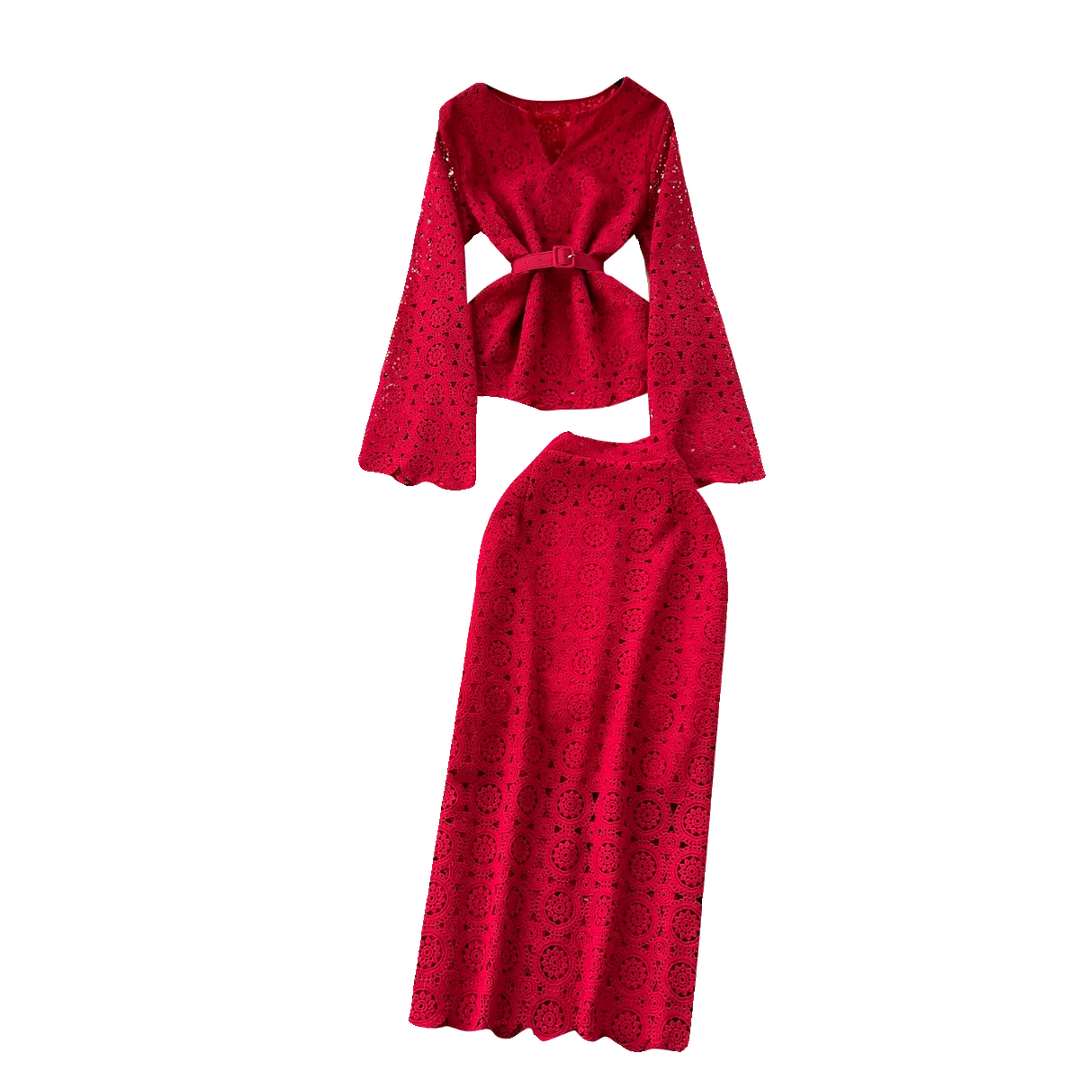 Spring / Summer 2024 Lace Flare Sleeve Two Piece Set