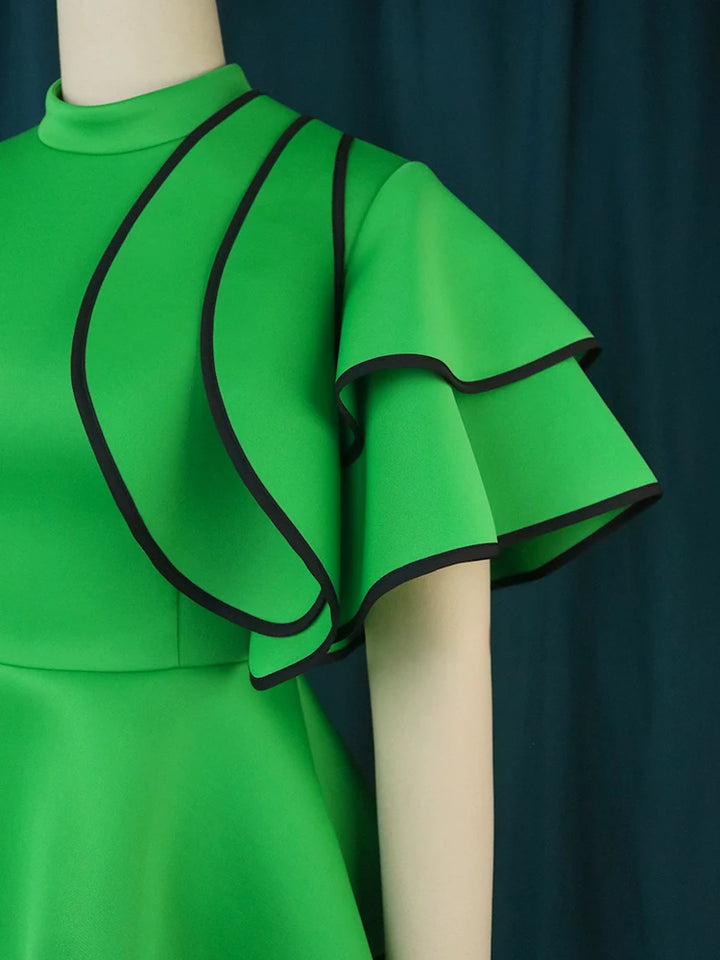 Stylish Plus Size Ruffle Midi Dress - Elegant Peplum Design for Christmas, Quinceanera & More - Sizes up to 4XL