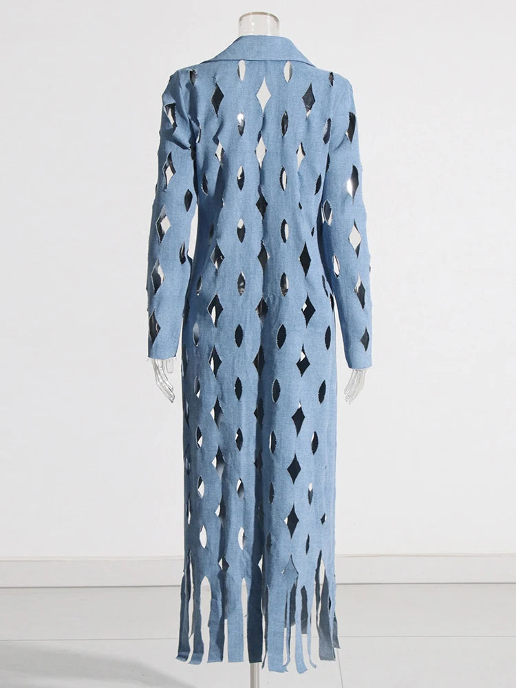 Upgrade Your Style with TWOTWINSTYLE Denim Tassel Coat - Perfect Fit for Women!