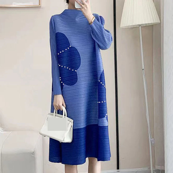 2023 Elegant French Pleated Dress for Women - Spring/Autumn Luxury Evening Wear