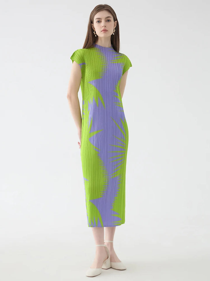 Get Ready for 2024 in Style with Our Elegant Miyake High Collar Dress - Limited Stock!