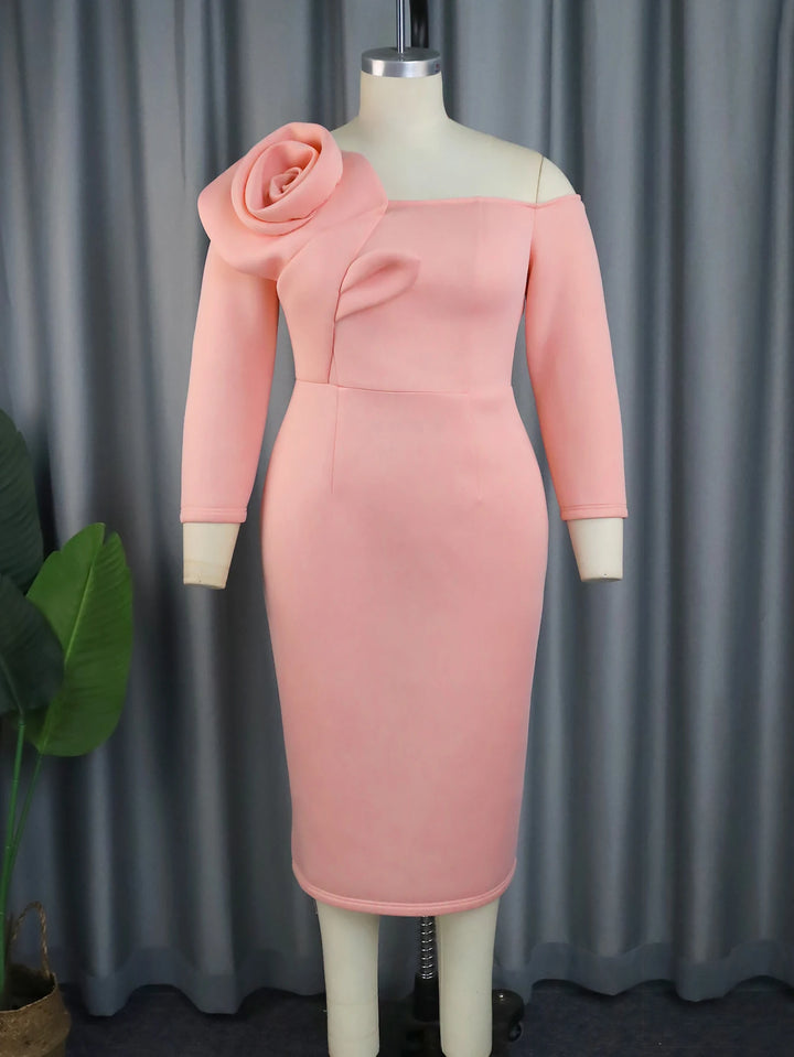 Stunning Pink Cold Shoulder Dress - Perfect for Evening Events and Parties!