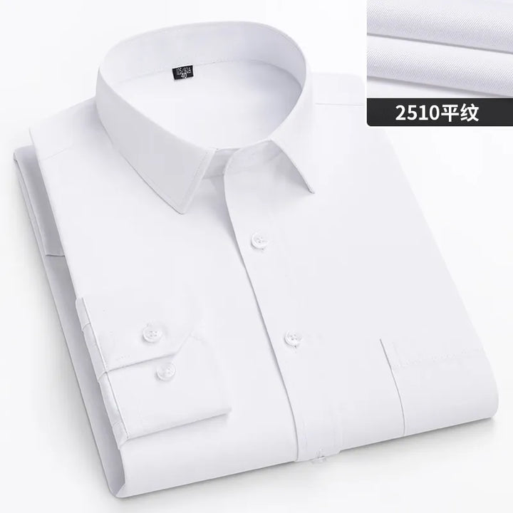 Plus Size Men's Formal Dress Shirt - Autumn Office Wear, Long Sleeve, Blue/Black, 10XL-11XL, 160KG