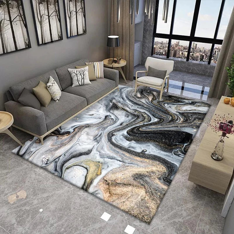 Nordic Marble Living Room Carpet Light Luxury Abstract Balcony Study Area Rugs Bedroom Carpets Cloakroom Non-slip Floor Mats