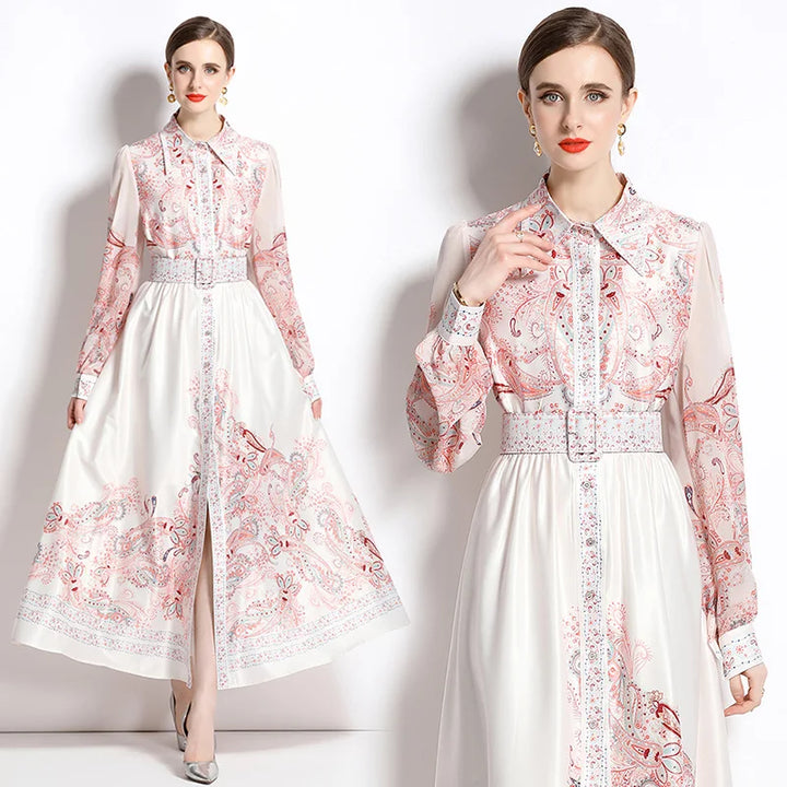 Vintage Floral Print Maxi Dress - Elegant A-line for Women's Party & Vacation