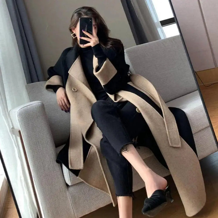 Stylish Lady Coat Double-sided Keep Warm Pockets Anti-wrinkle Lapel Women Winter Coat