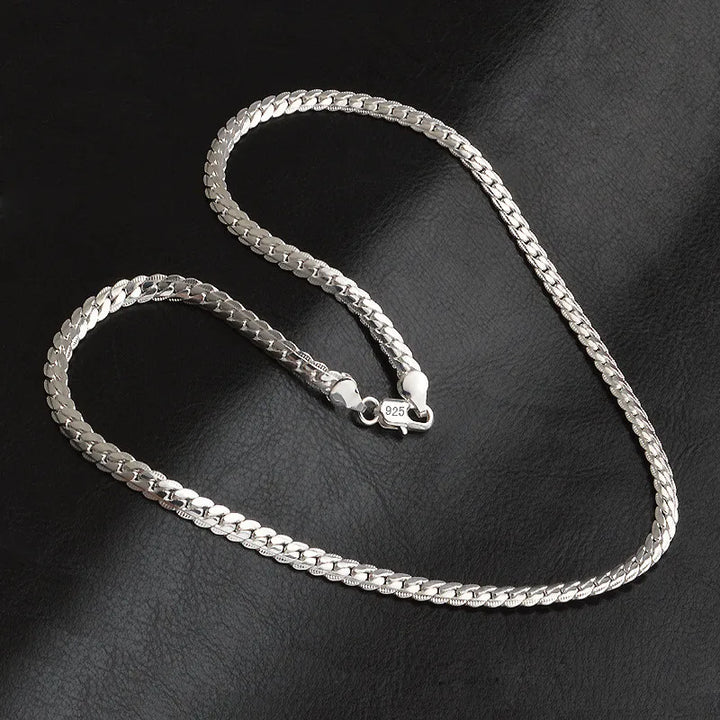 Stylish 925 Silver Chain Necklace for Weddings and Gifts - 6mm, 8/18/20/22/24 Inch, Unisex