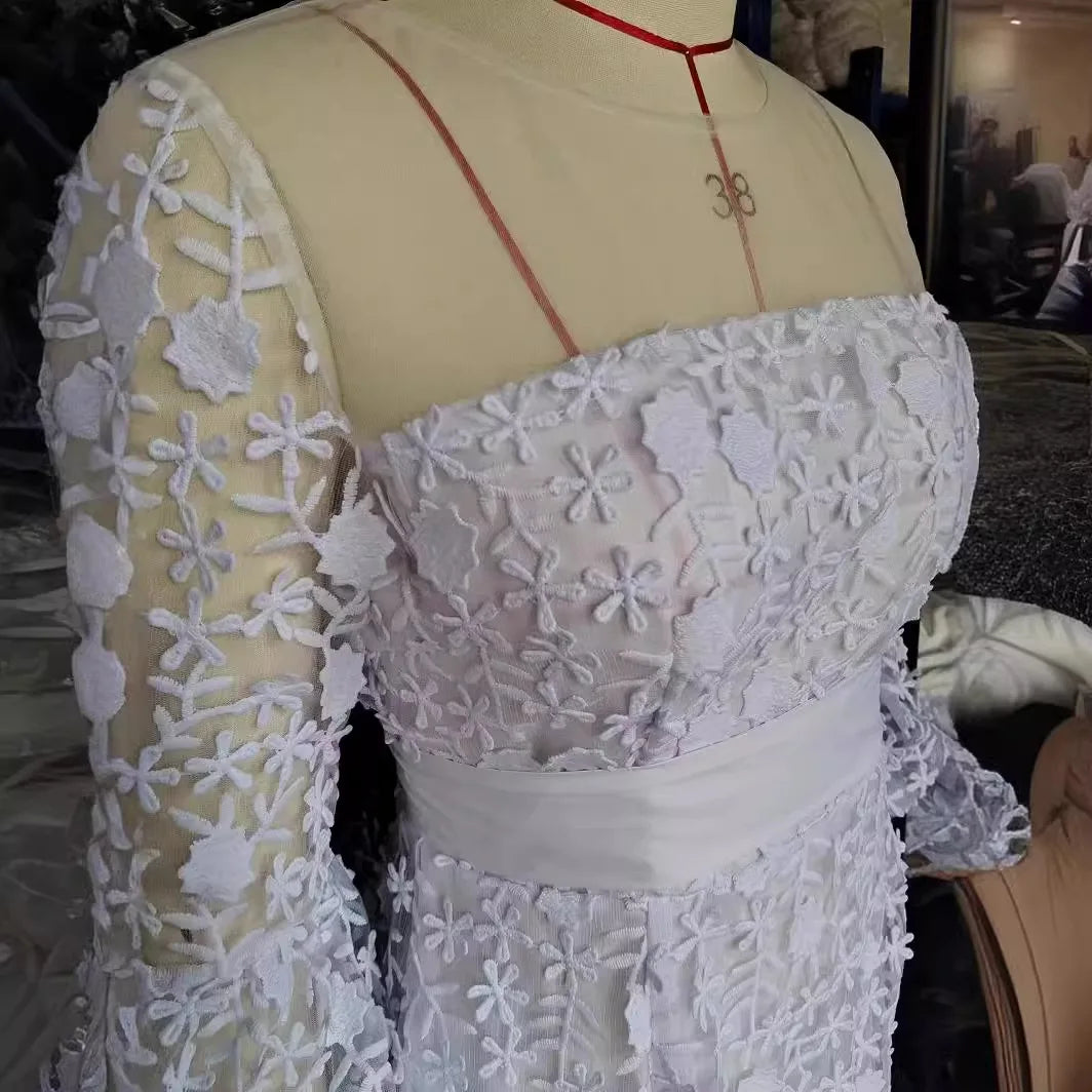 High-End Plus Size Lace Embroidered Evening Dress