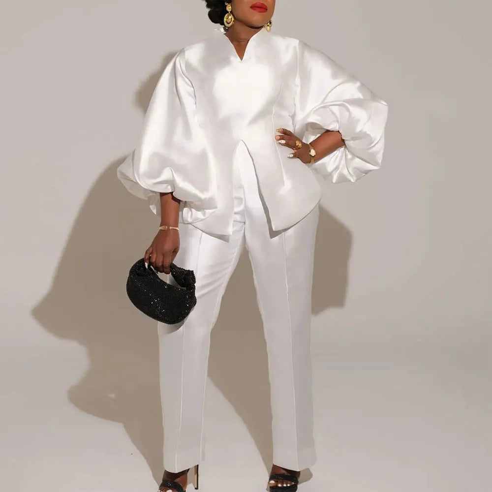Women's Formal Business Pants Set - Blouse & Trousers Outfit