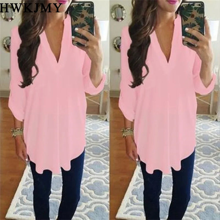 Ladies' Chiffon V-Neck Casual Tops - High Quality, Low Prices!