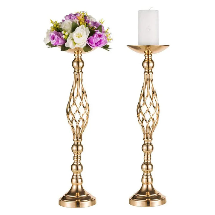 Metal Flowers Candle Holders Gold Wedding Centerpiece Vases Flower Candlestick Table Metal Stand Valentine Home Party Decoration