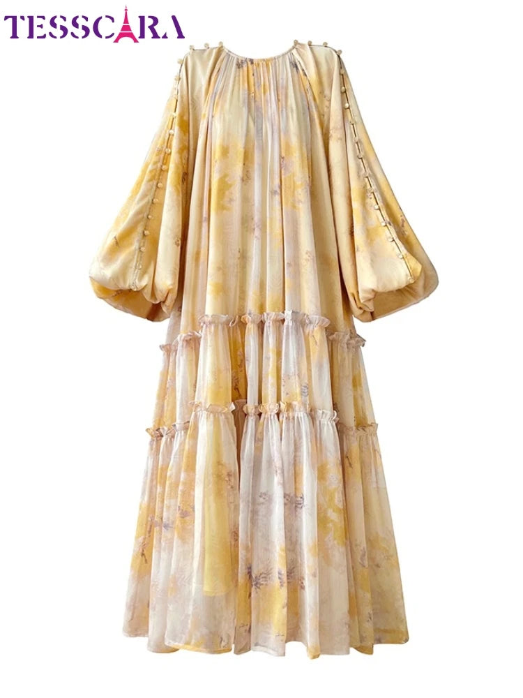 TESSCARA Long Elegant Chiffon Dress