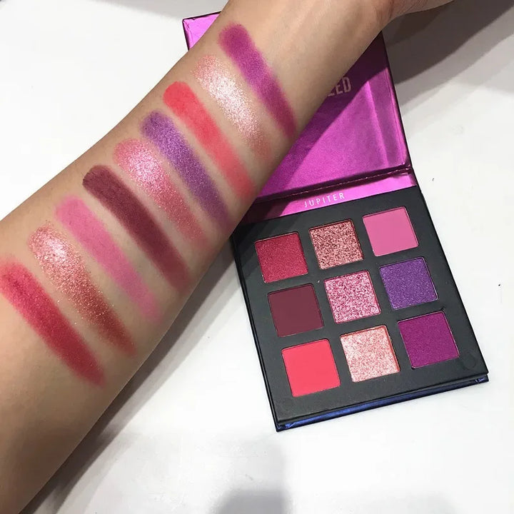 Get All-Day Glam with Beauty GLAZED 9-Color Shimmer Matte Eyeshadow Palette - Waterproof & Longlasting!