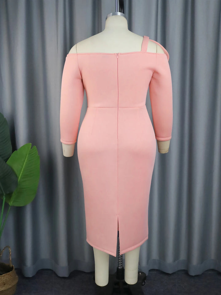 Stunning Pink Cold Shoulder Dress - Perfect for Evening Events and Parties!