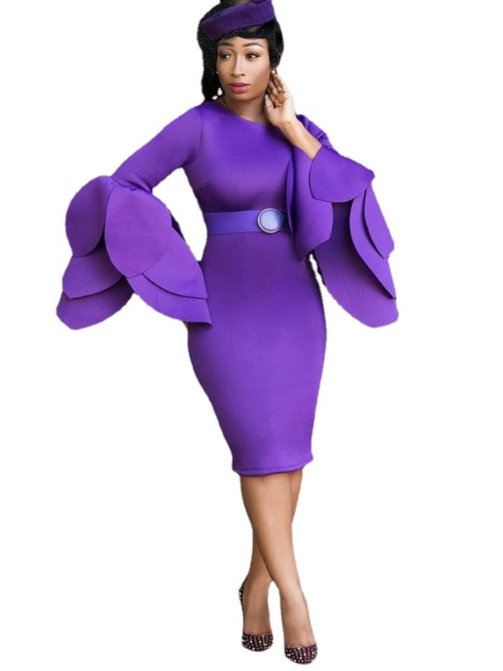 Stunning AOMEI Women's Bodycon Party Dress - African Design, Long Sleeves, Customizable Length - Perfect for Any Occasion!