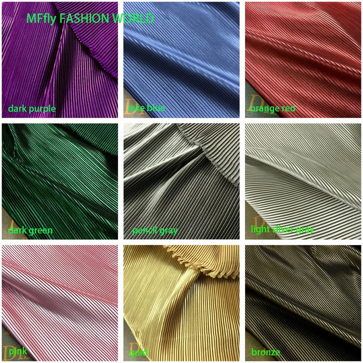 Multicolor Pleated Satin Fabric - Purple Plisse Fabric