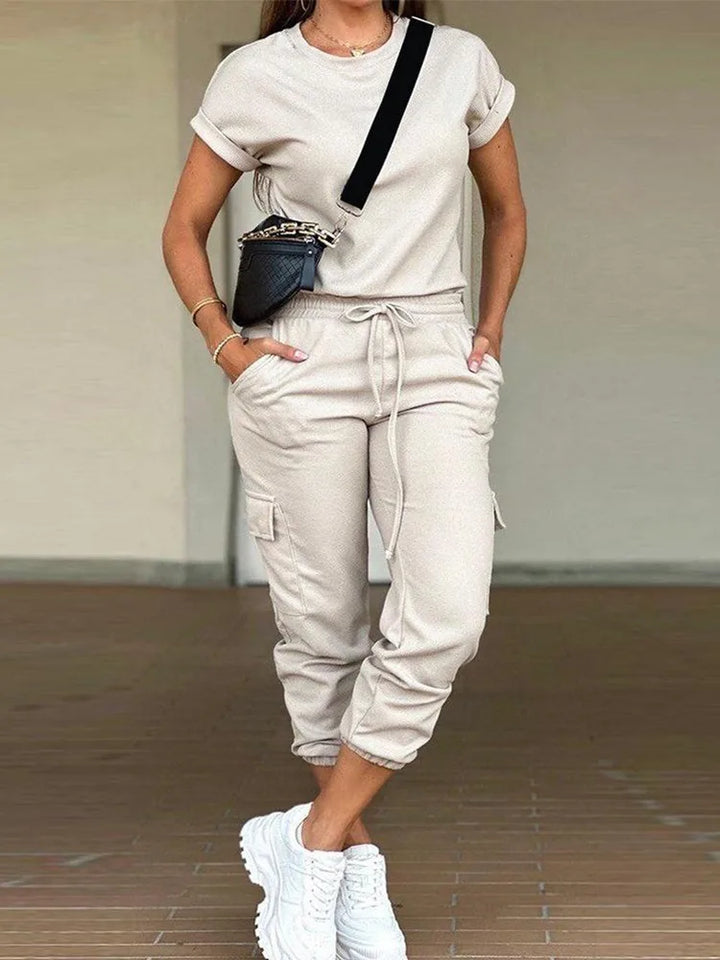 Upgrade Your Style with 2023 Denim Print Top & Pants Set for Women - 2 Fashionable Pieces!