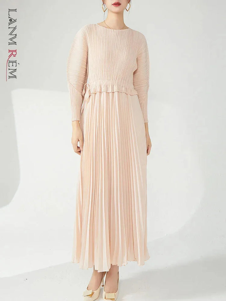 Elegant Pleated Long Women's Dress - Spring 2024 Collection