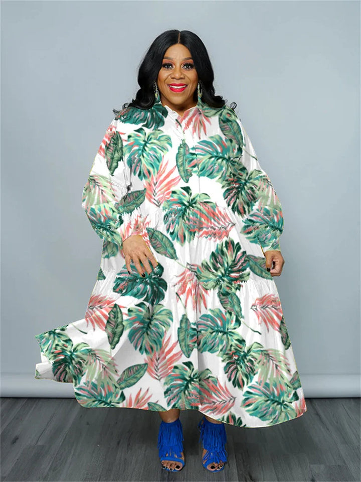 SOMO Plus Size New In Spring Summer Dress Women Clothing Flower Printed Loose Long Maxi Shirts Dress Wholesale Dropshipping