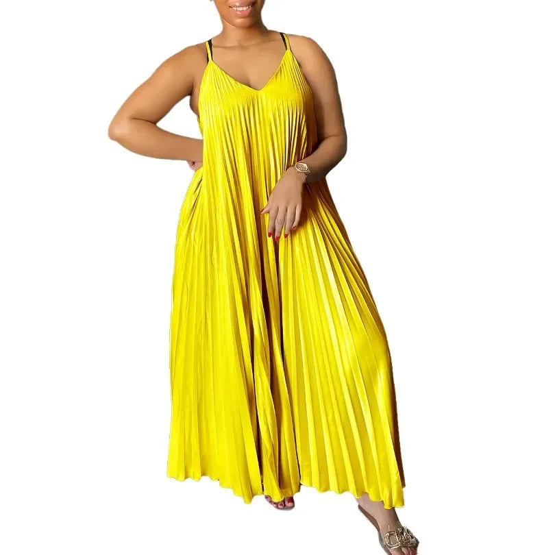 Gorgeous African Pleated Maxi Dress - Perfect for Summer Vacation!
