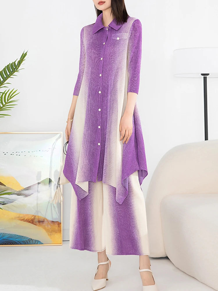 Office Lady Gradient 2pc Set Top + Pants